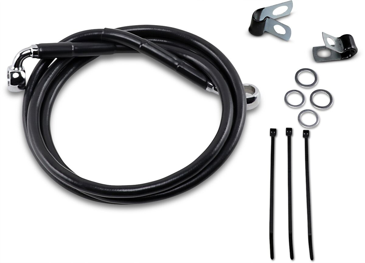 Drag Specialties Front Brake Line Black Vinyl Coated Stainless Steel E