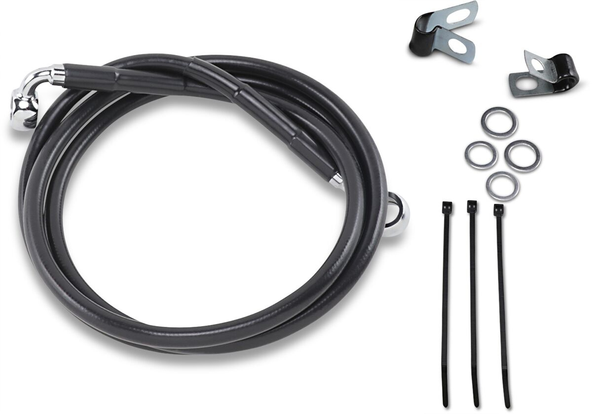 Drag Specialties Front Brake Line Black Vinyl Coated Stainless Steel E