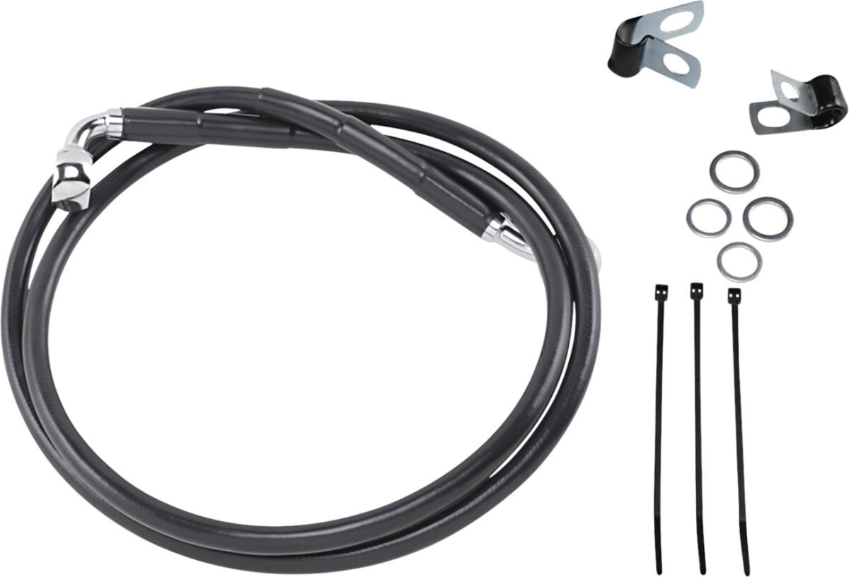 Drag Specialties Front Brake Line Black Vinyl Coated Stainless Steel L