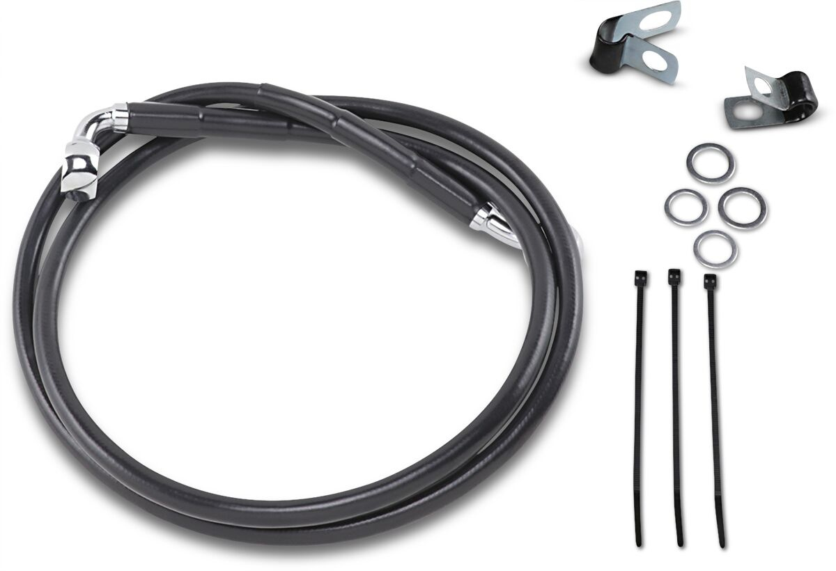 Drag Specialties Front Brake Line Black Vinyl Coated Stainless Steel L