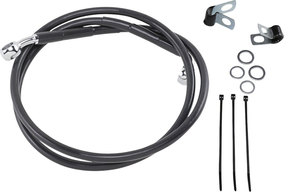 Drag Specialties Front Brake Line Black Vinyl Coated Stainless Steel E