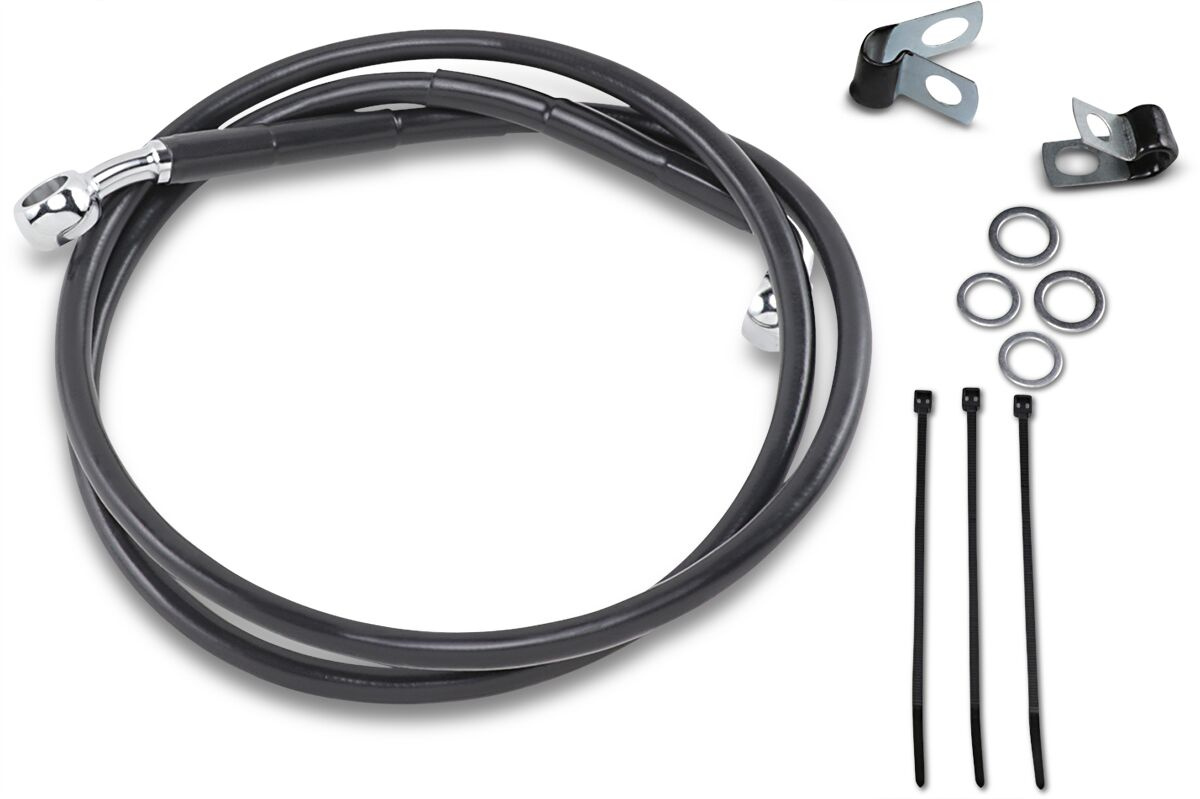 Drag Specialties Front Brake Line Black Vinyl Coated Stainless Steel E