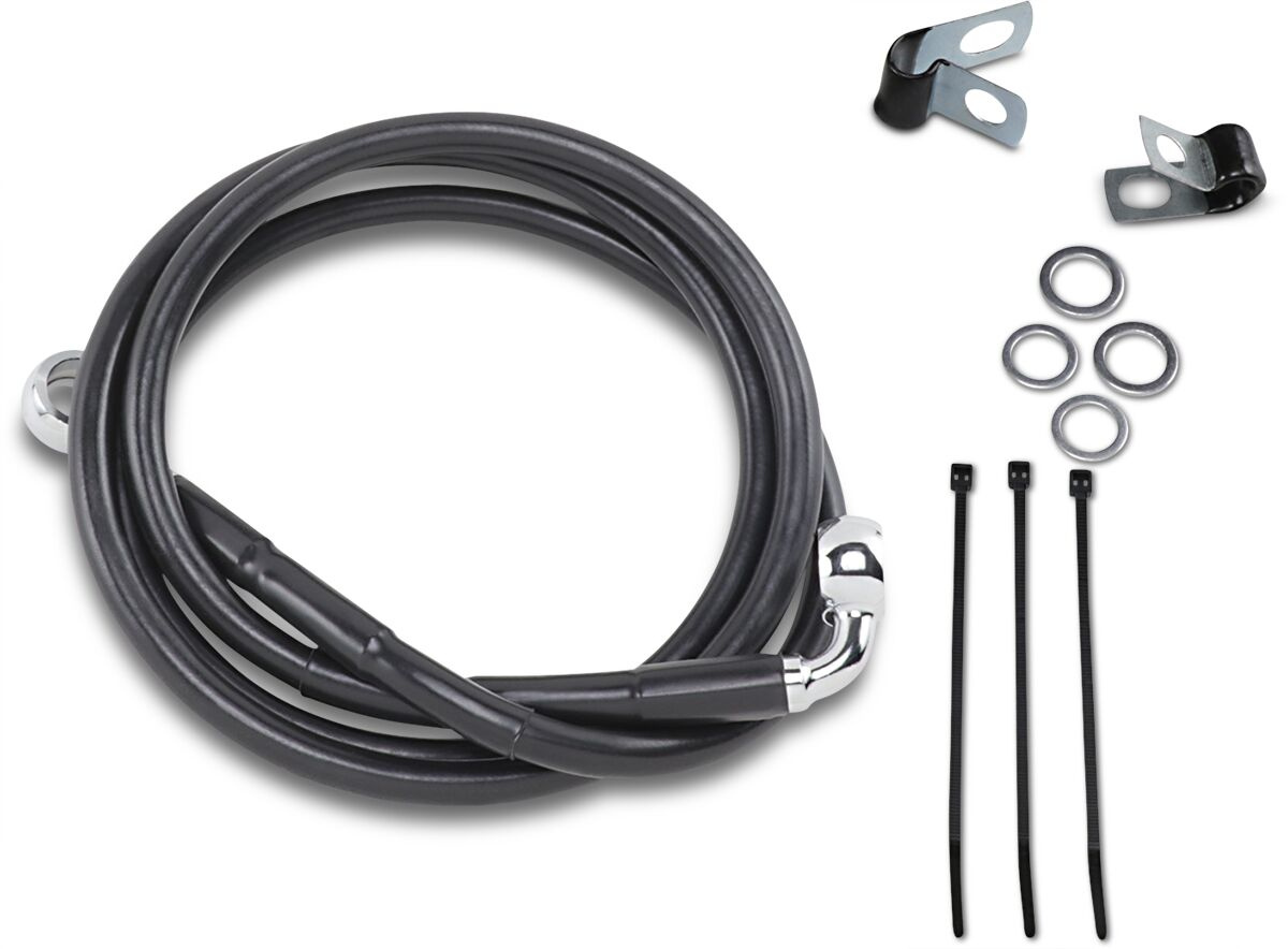 Drag Specialties Front Brake Line Black Vinyl Coated Stainless Steel E