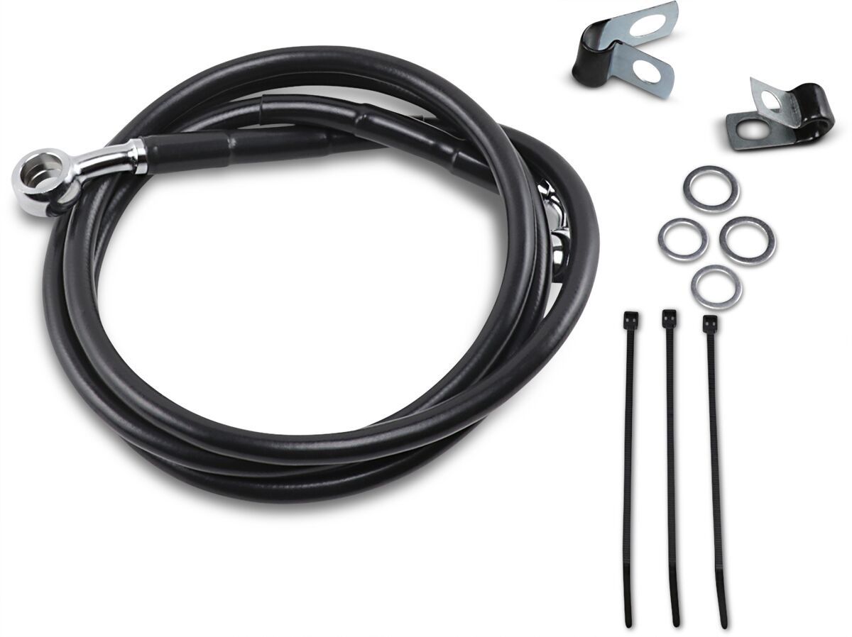 Drag Specialties Front Brake Line Black Vinyl Coated Stainless Steel E