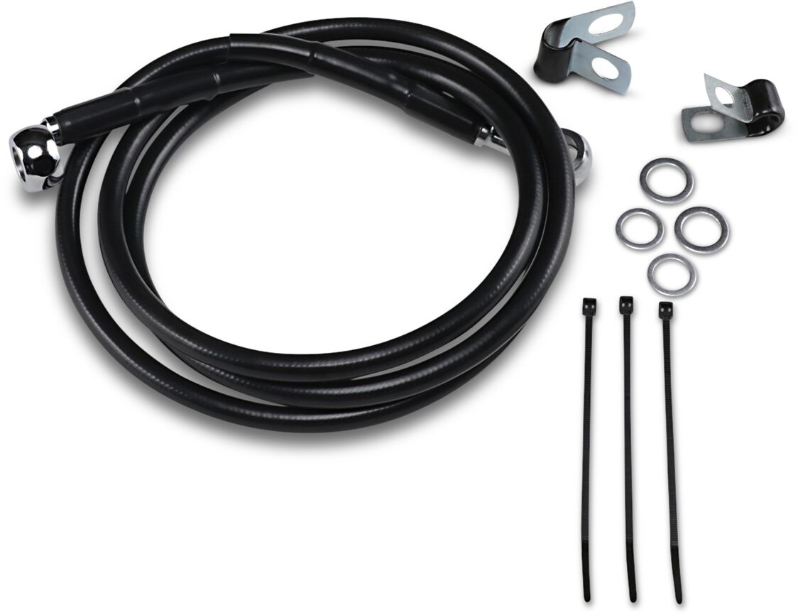 Drag Specialties Front Brake Line Black Vinyl Coated Stainless Steel E