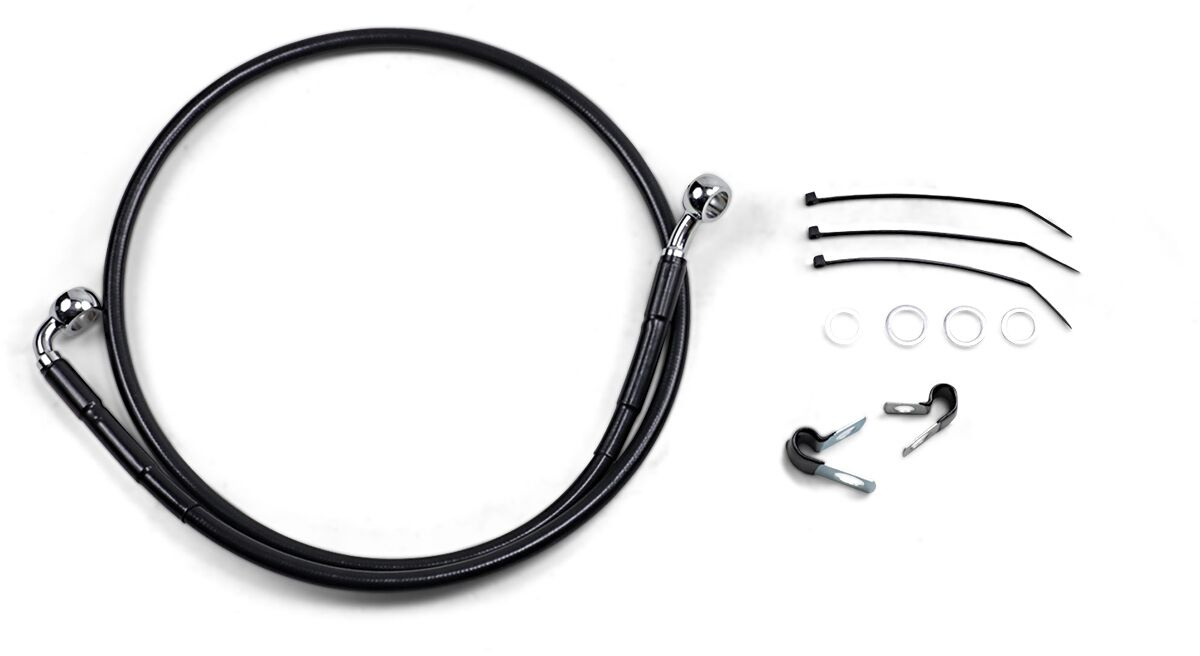 Drag Specialties Front Brake Line Black Vinyl Coated Stainless Steel L