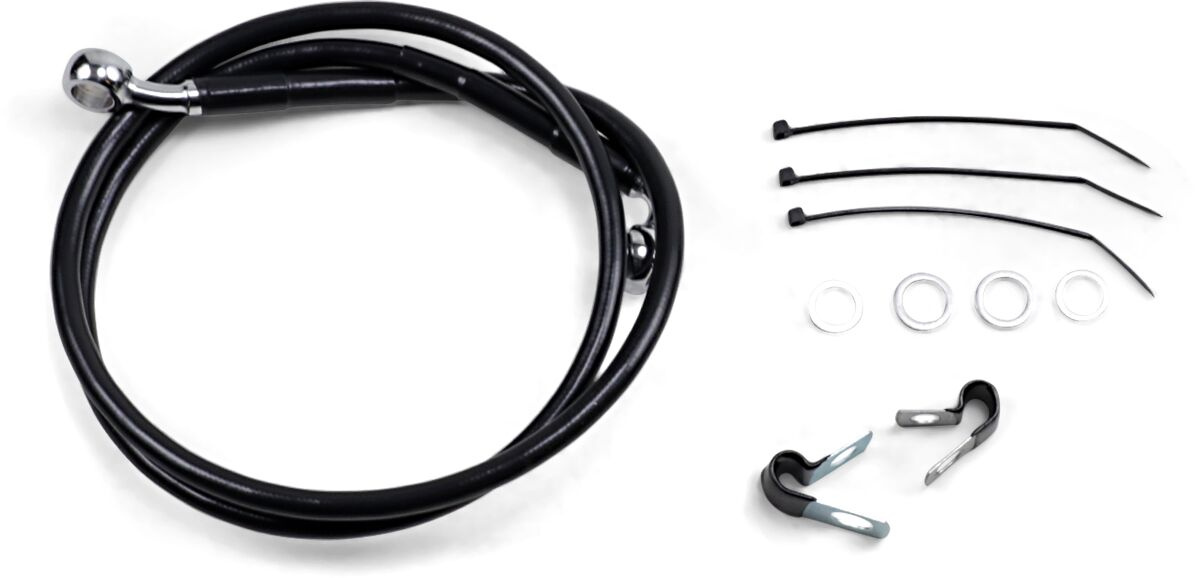 Drag Specialties Front Brake Line Black Vinyl Coated Stainless Steel E