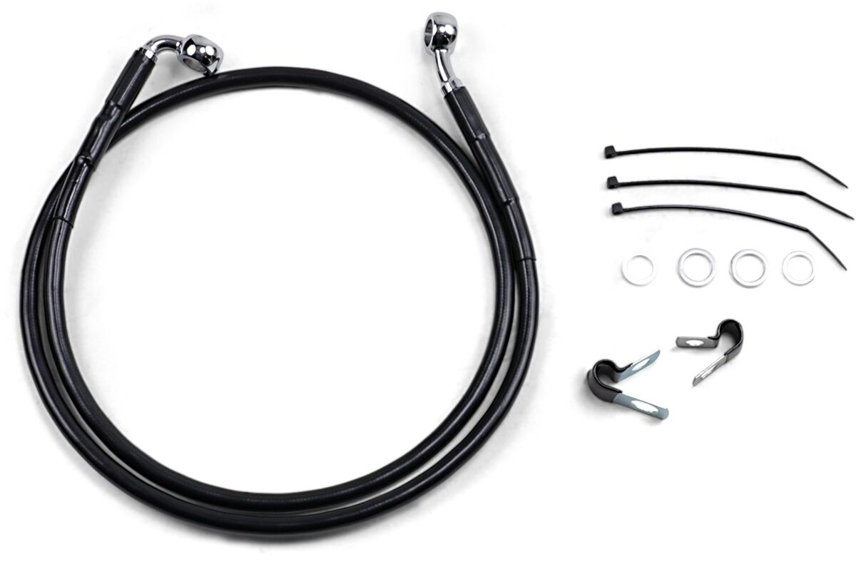 Drag Specialties Front Brake Line Black Vinyl Coated Stainless Steel E