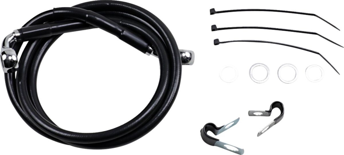 Drag Specialties Front Brake Line Black Vinyl Coated Stainless Steel E
