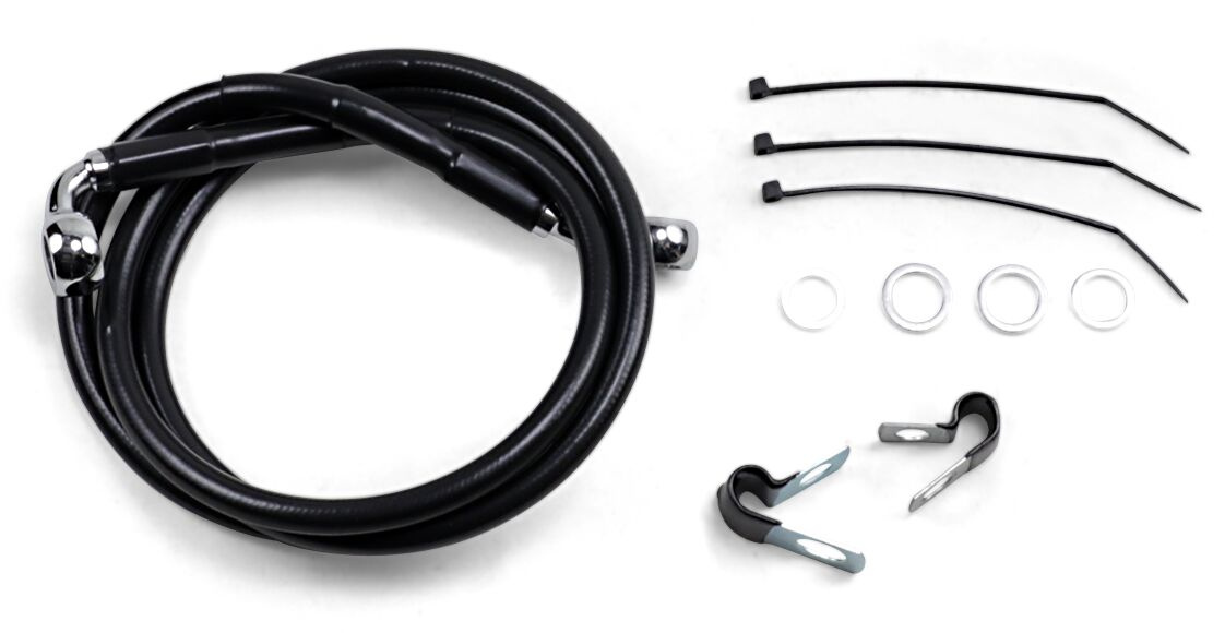 Drag Specialties Front Brake Line Black Vinyl Coated Stainless Steel E