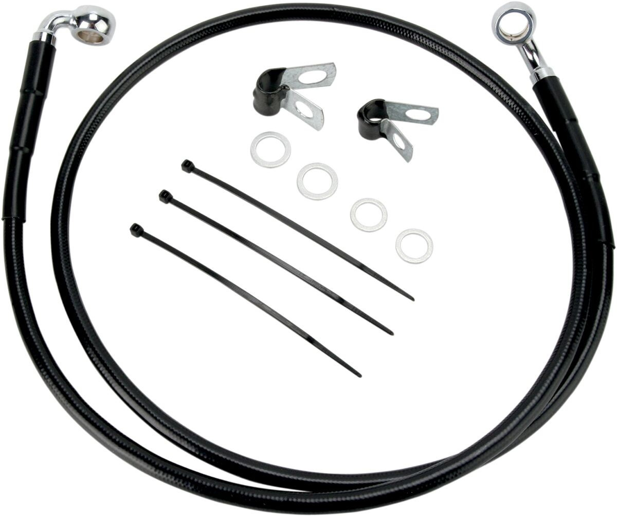 Drag Specialties Front Brake Line Black Vinyl Coated Stainless Steel E
