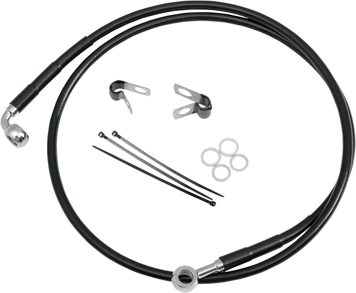 Drag Specialties Front Brake Line Black Vinyl Coated Stainless Steel L