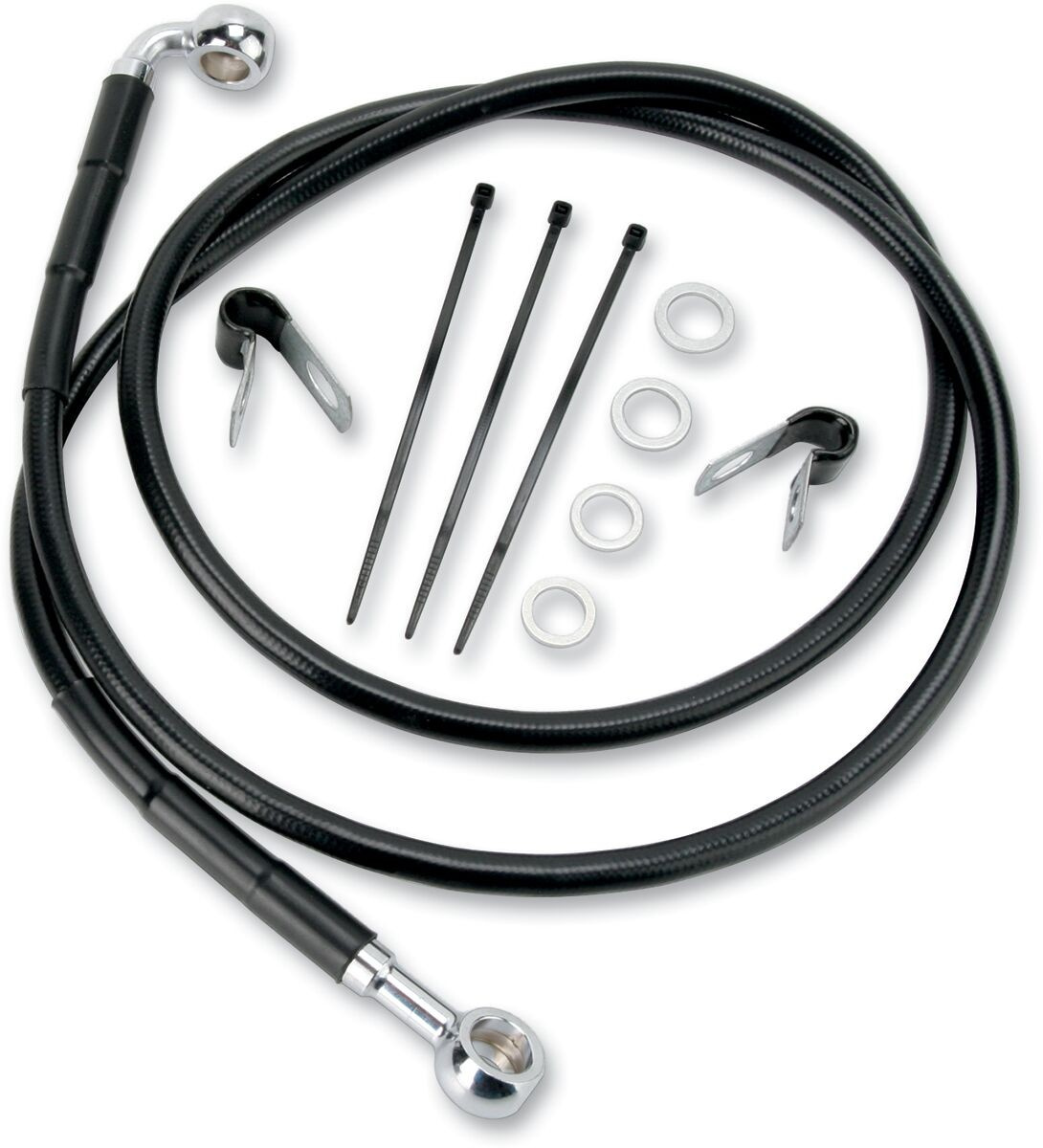 Drag Specialties Front Brake Line Black Vinyl Coated Stainless Steel E