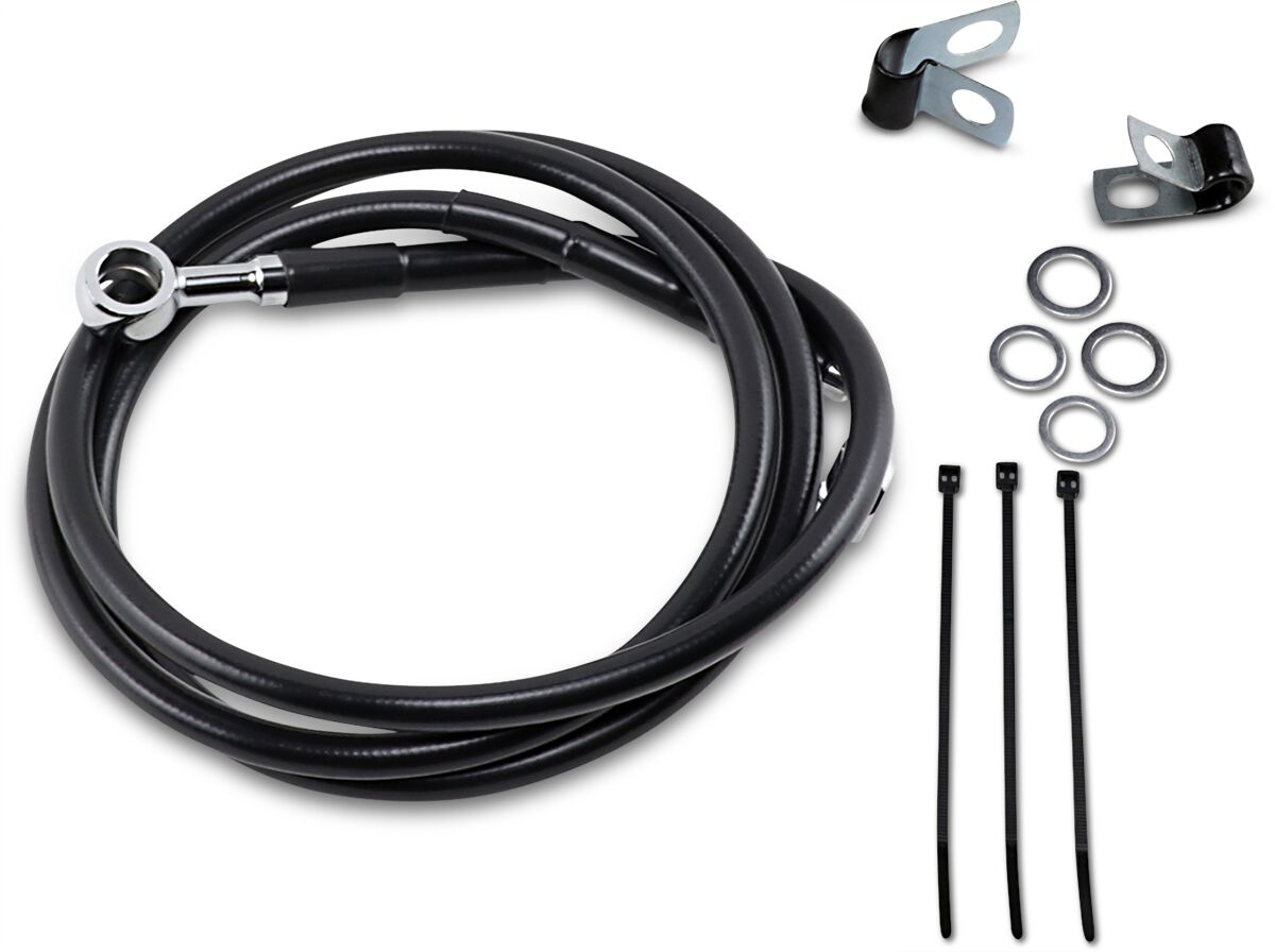 Drag Specialties Front Brake Line Black Vinyl Coated Stainless Steel E