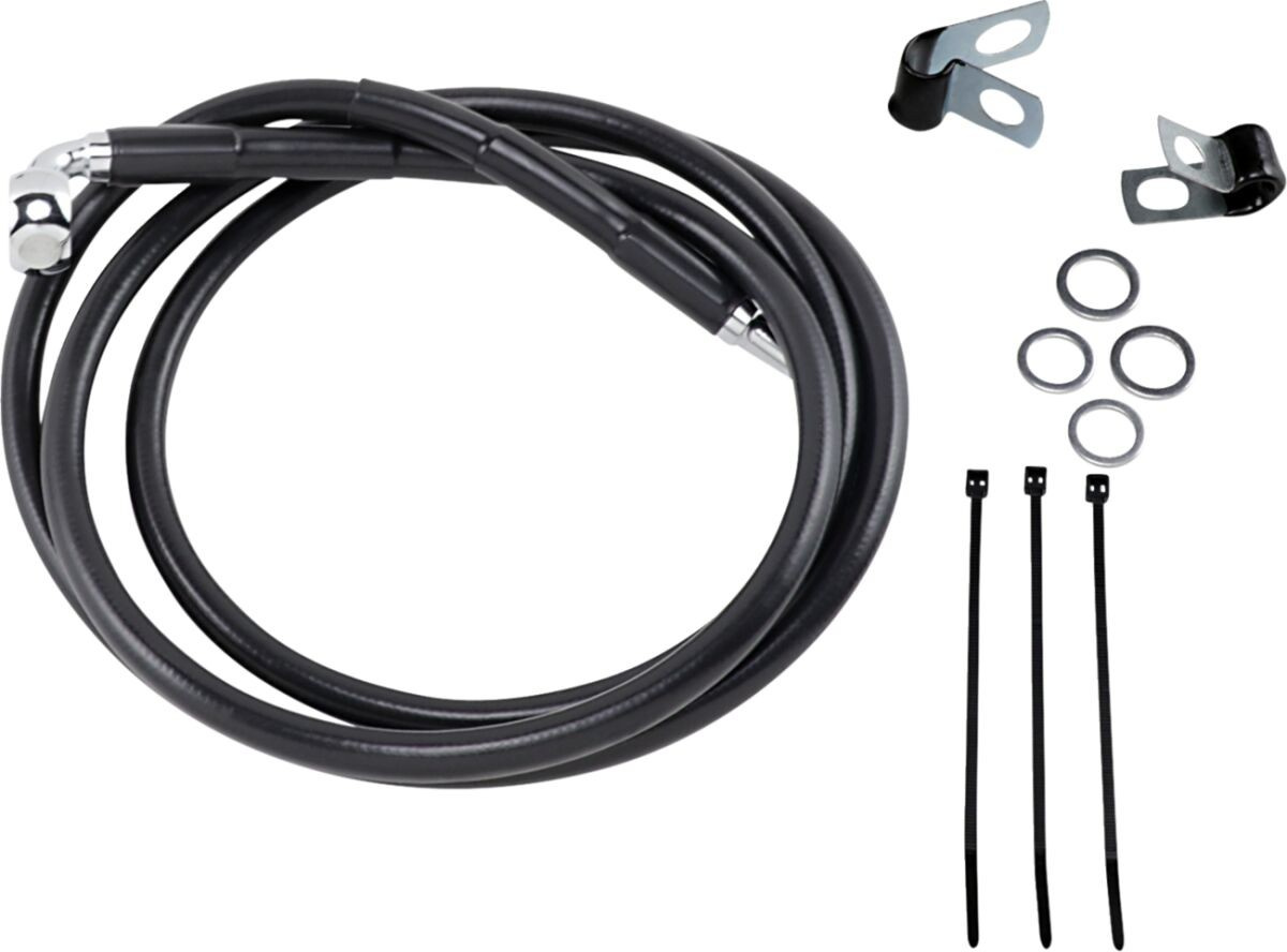 Drag Specialties Front Brake Line Black Vinyl Coated Stainless Steel E