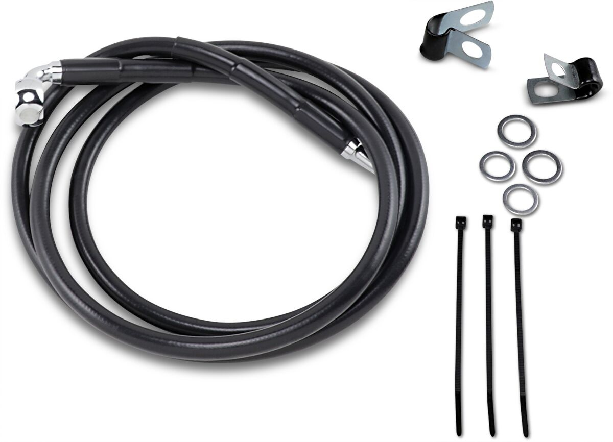 Drag Specialties Front Brake Line Black Vinyl Coated Stainless Steel E