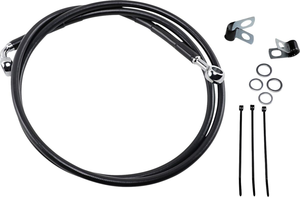 Drag Specialties Front Brake Line Black Vinyl Coated Stainless Steel E