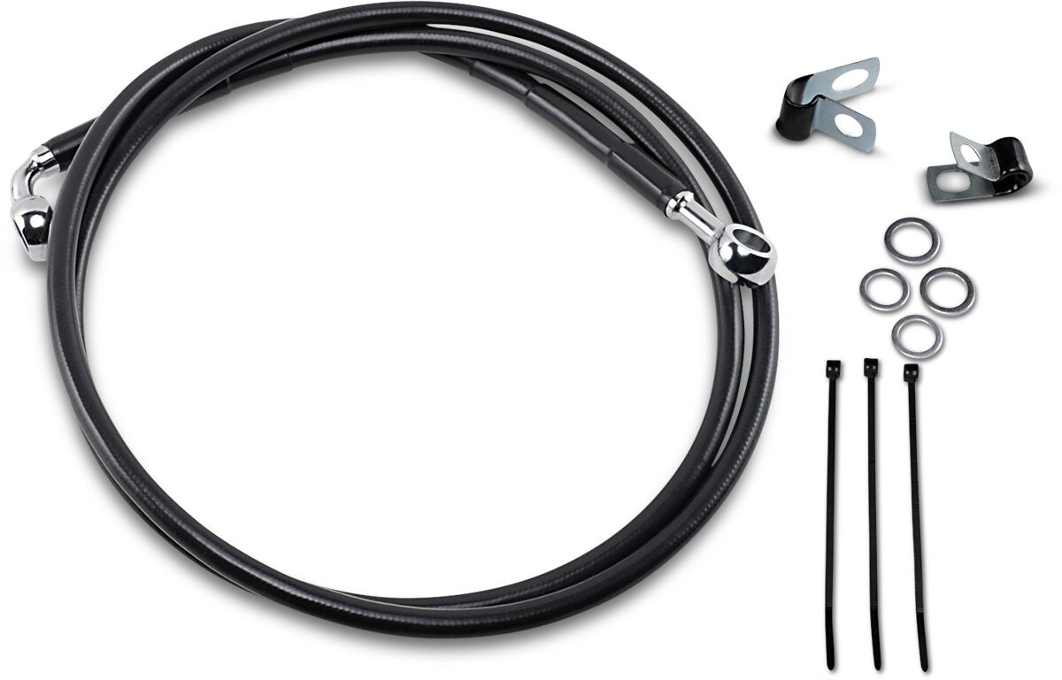 Drag Specialties Front Brake Line Black Vinyl Coated Stainless Steel E