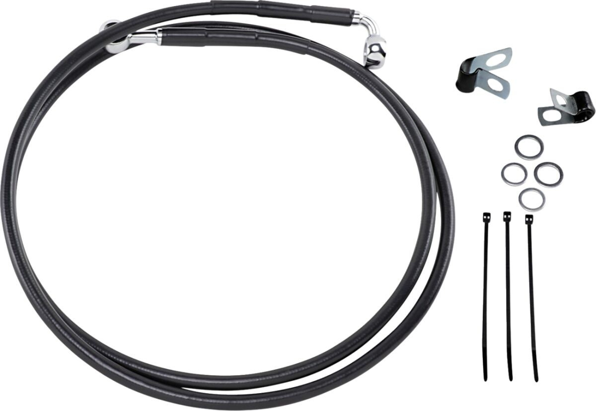 Drag Specialties Front Brake Line Black Vinyl Coated Stainless Steel E