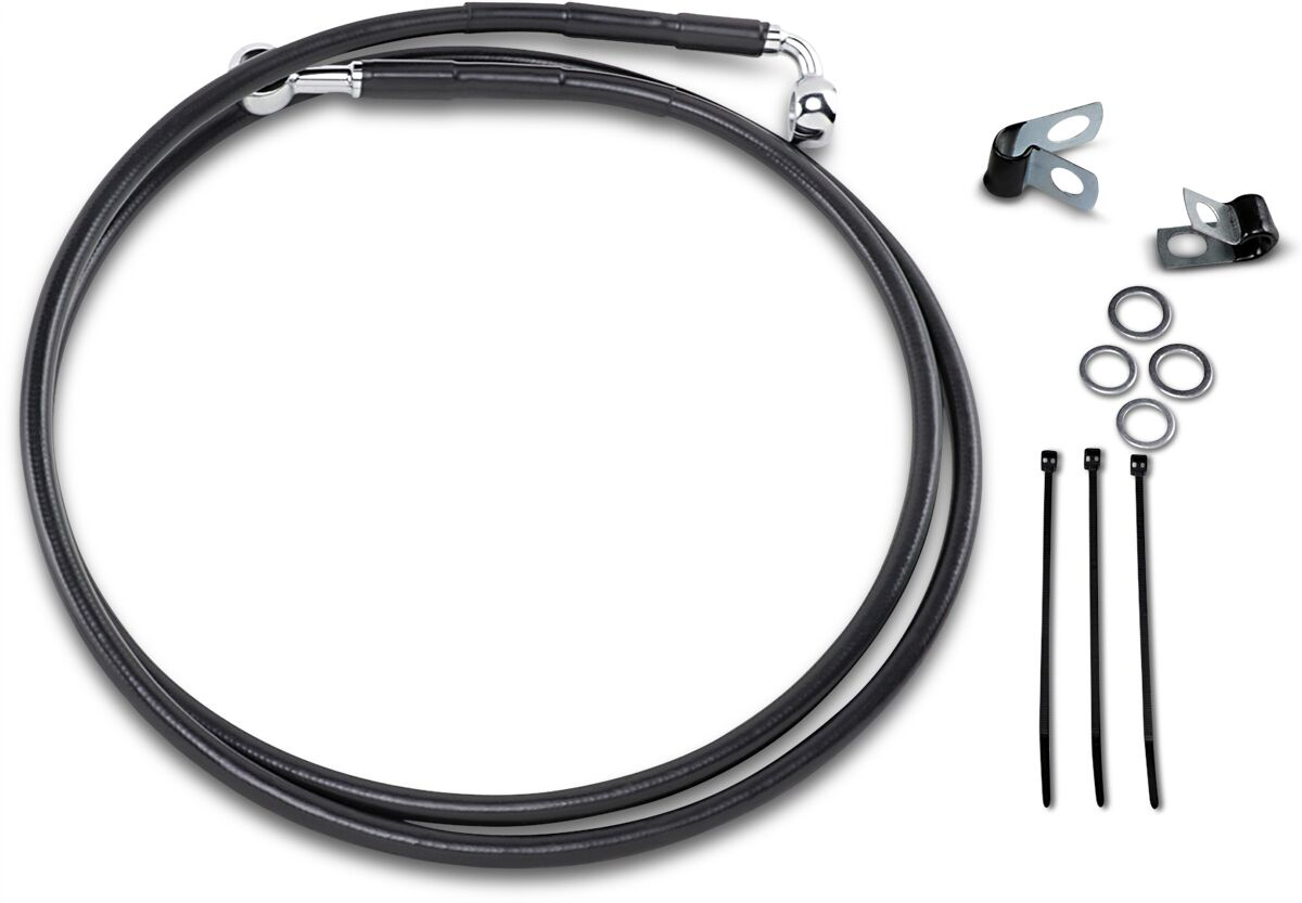 Drag Specialties Front Brake Line Black Vinyl Coated Stainless Steel E