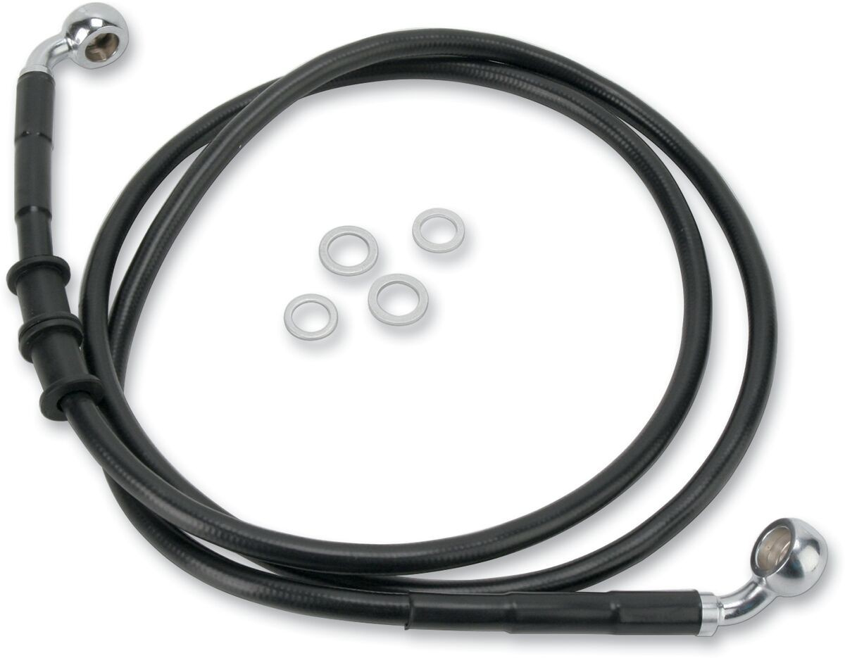 Drag Specialties Front Brake Line Black Vinyl Coated Stainless Steel E
