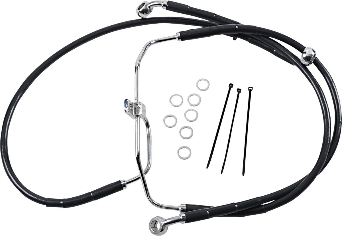Drag Specialties Front Brake Line Black Vinyl Coated Stainless Steel E