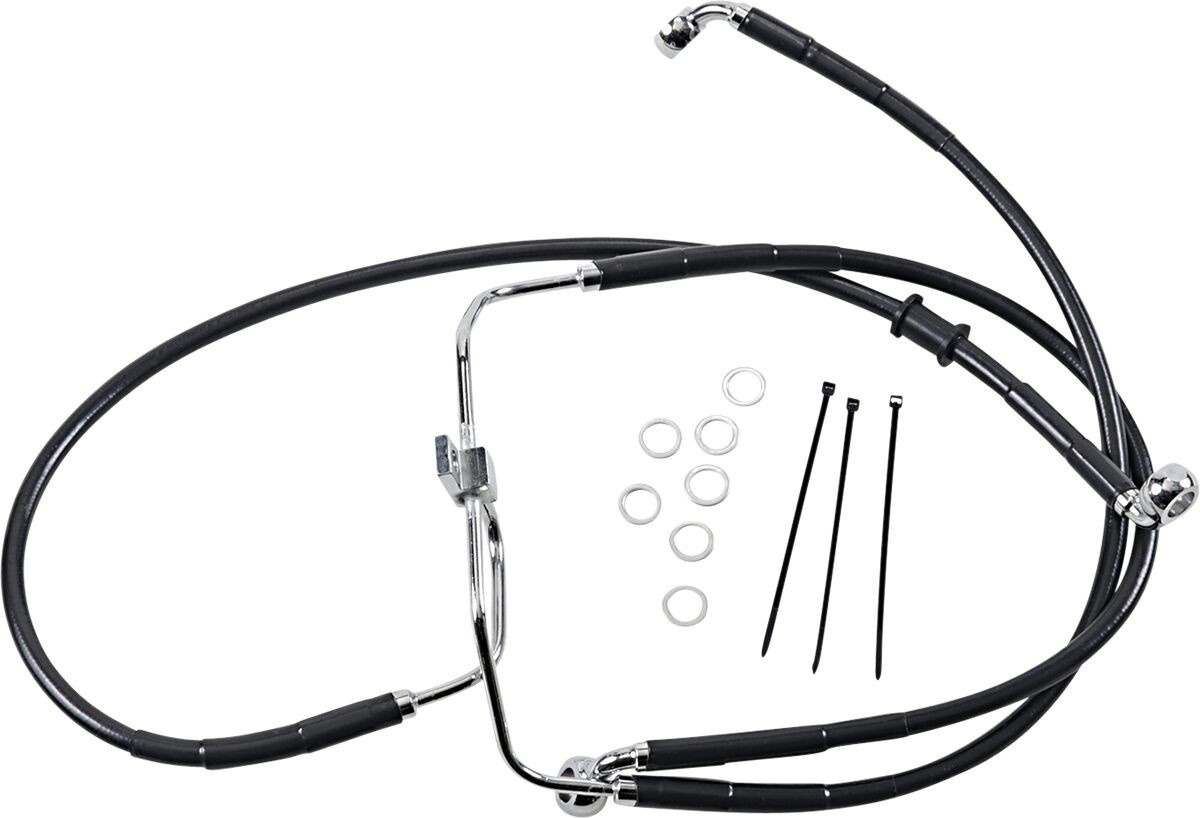 Drag Specialties Front Brake Line Black Vinyl Coated Stainless Steel E