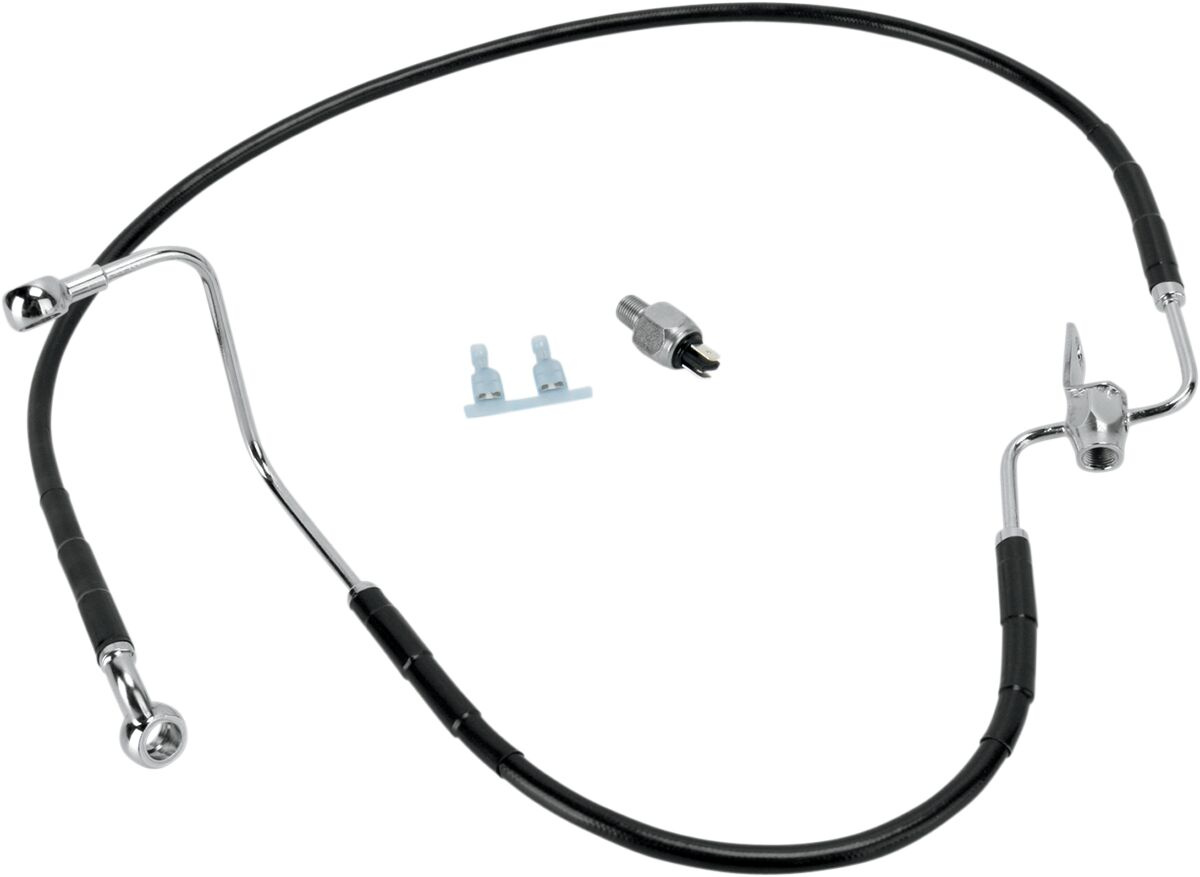 Drag Specialties Rear Brake Line Black Vinyl Coated Stainless Steel Br