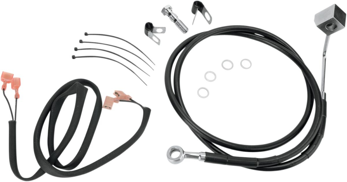 Drag Specialties Rear Brake Line Black Vinyl Coated Stainless Steel Br