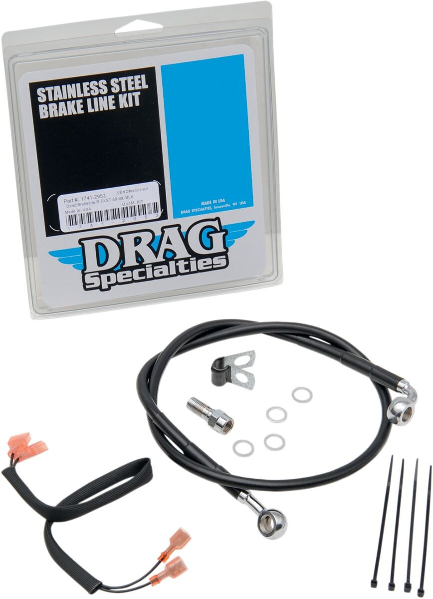 Drag Specialties Rear Brake Line Black Vinyl Coated Stainless Steel Br