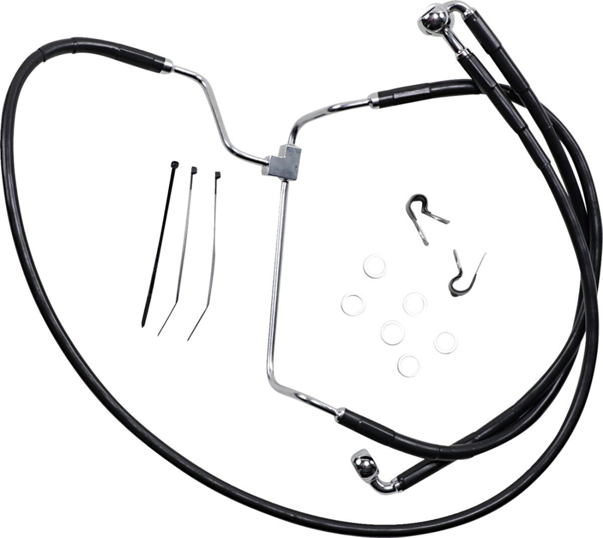 Drag Specialties Black Vinyl/Stainless Extended Length Front Brake Lin