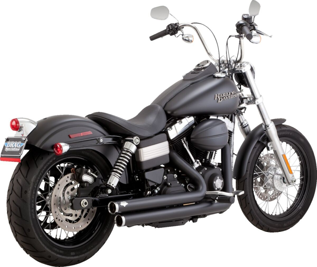 Vance & Hines Exhaust Big Shots Staggered Matte Blk 06-09 Dyna Exhaust