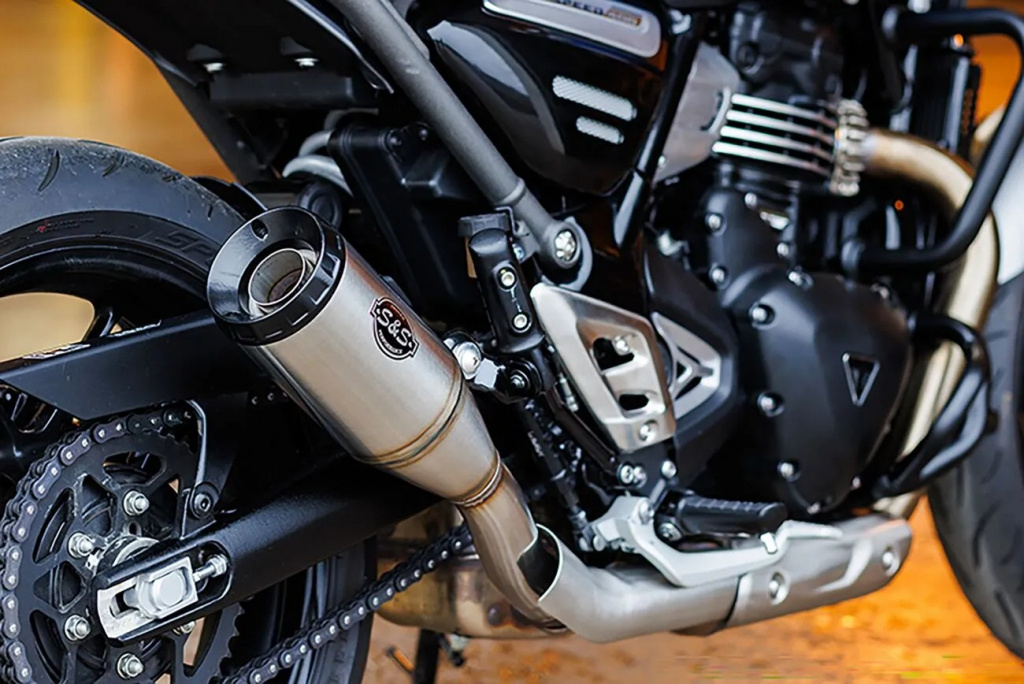 S&S Cycle Grand National Slip-On Mufflers Chrome/Black So Muffler Triu