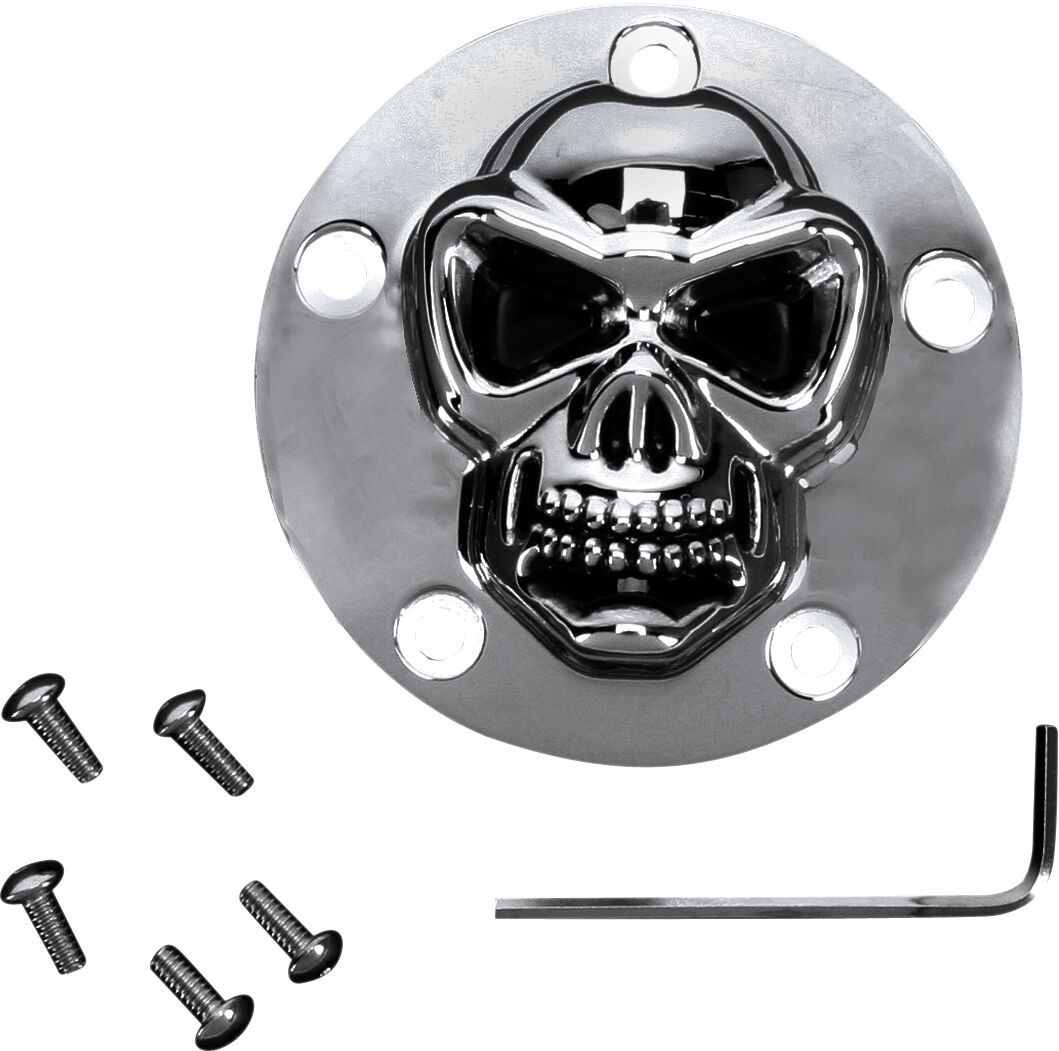 Drag Specialties 3-D Skull Point Cover Chrome 5-Hole Skull Point Cvr 9