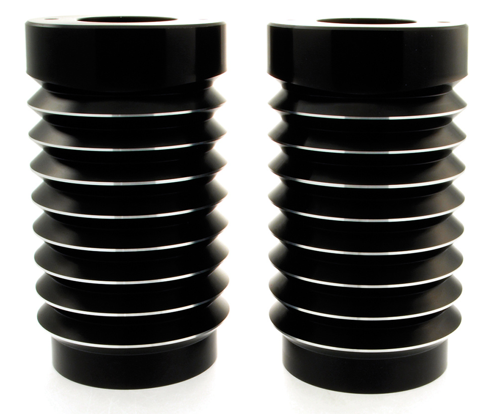 Fork slider covers ''Bellows'' FL 49-84/FLT 80-up/FLST 86-up, black/alu