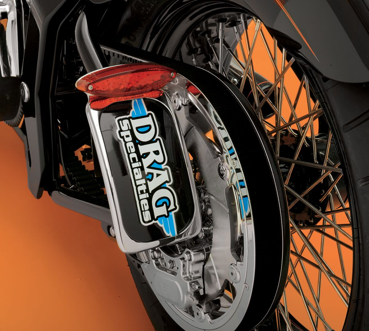 Drag Specialties Mini Led Cat Eye Taillight W/ License Plate Mount Red