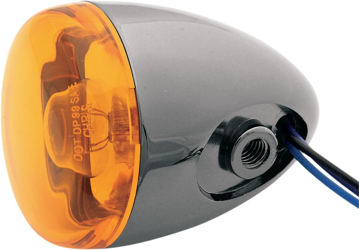 Chris Products Turn Signal Bk Nkl W/Amb Turn Signal W/ Amber Lens - Db
