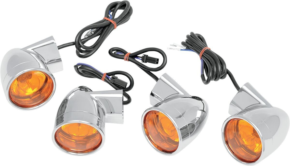 Drag Specialties Turn Signal Kit Bullet Style Amber Chrome Lights T/S