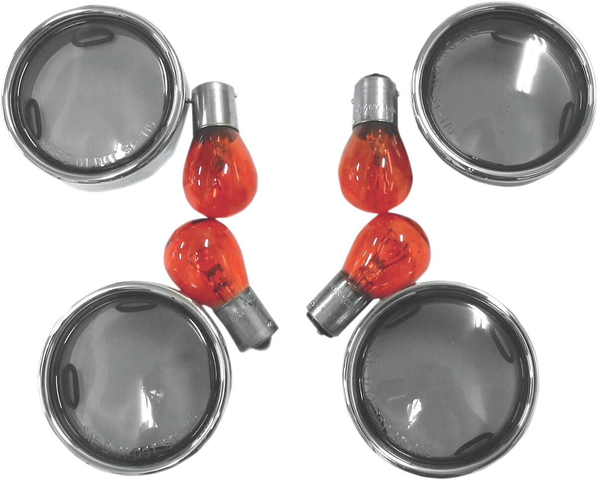 Drag Specialties Turn Signal Lens Kit Oem Deuce-Style Smoke Lens W/ Ch