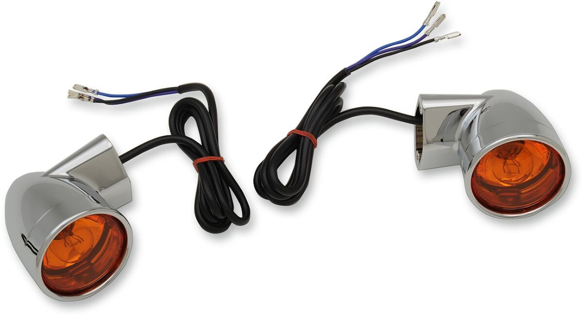 Drag Specialties Turn Signal Bullet-Style Front Chrome Lights T/S Bull