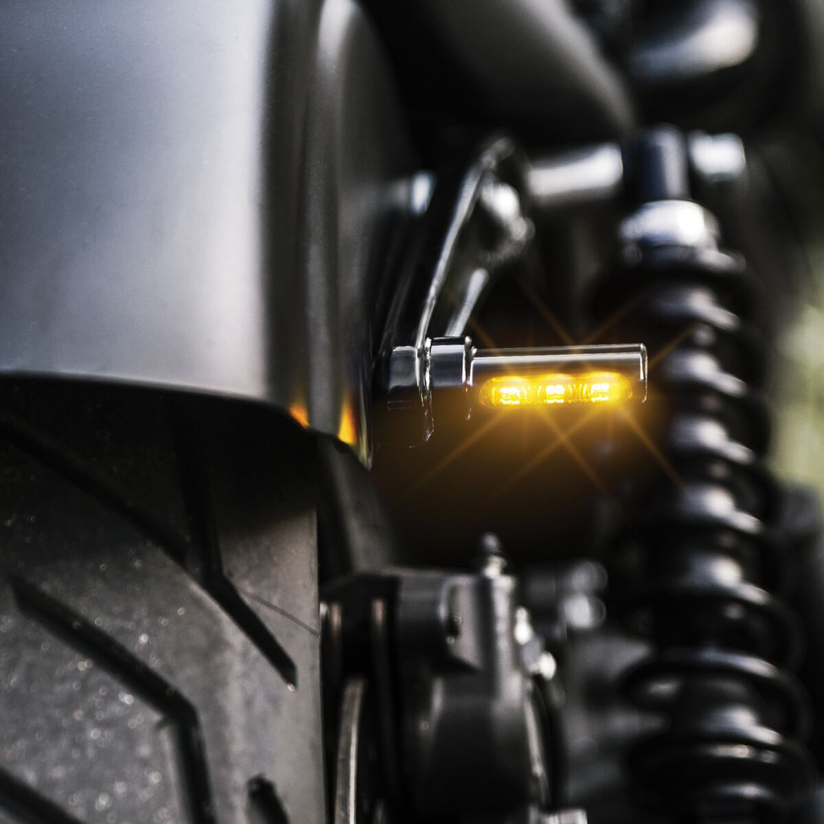 Heinz Bikes Turn-Signal Winglets Fender Led Amber/Black Turnsig Wingle
