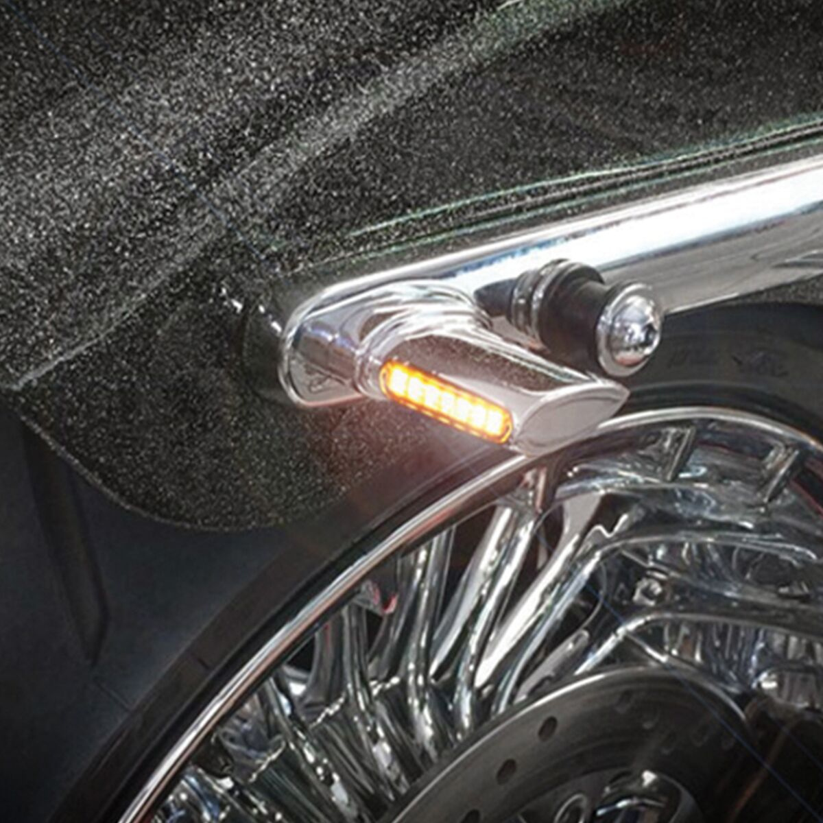 Heinz Bikes Turn-Signal, Brake, Run Winglets Fender Led 3-In-1 Chrome