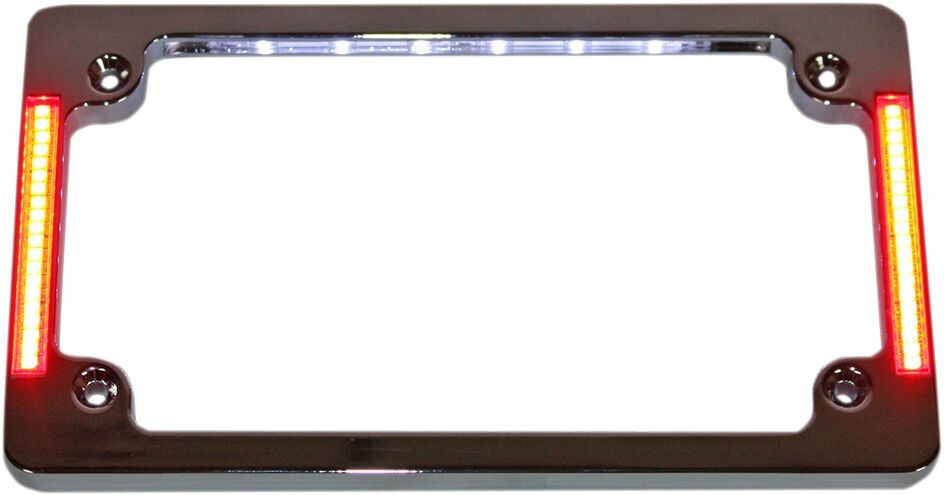 Custom Dynamics License Plate Frame Flat Led Chrome Frame Lic Plt W/Lt
