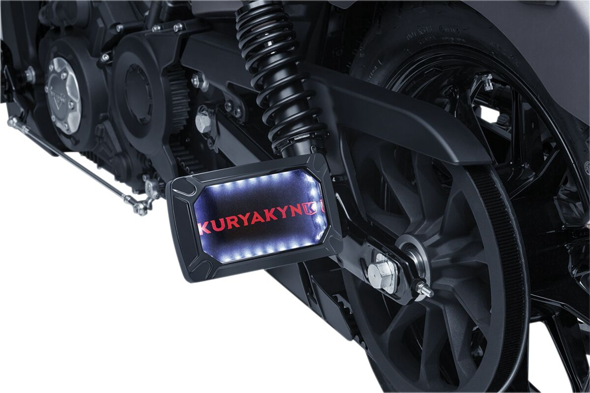 Kuryakyn License Plate Holdedr Nova Curved Side Mount Horizontal Black