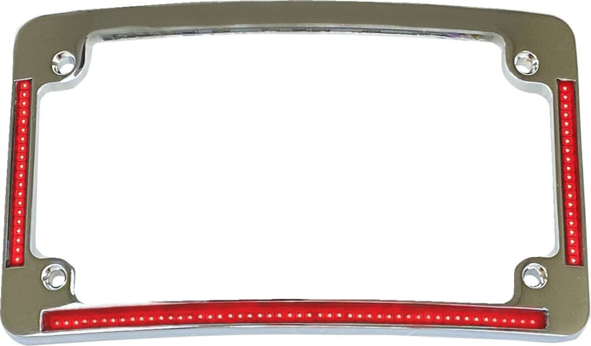 Custom Dynamics Frame Lic W/ Red Led Chr Frame Lic W/ Red Led Chr