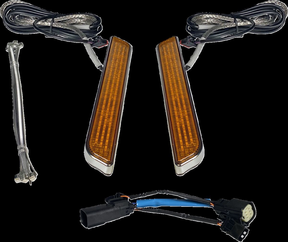 Custom Dynamics Led Fork Light - Amber - Chrome Light Led Fork Amb Chr