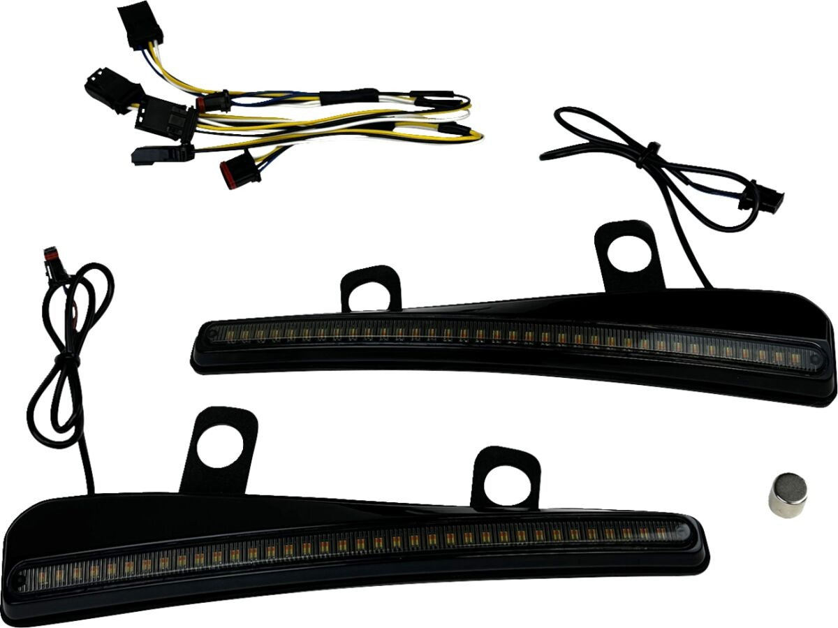 Custom Dynamics Light  Led Turn Signal Windshield Trim Black W/Smk Len