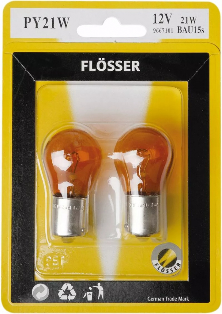 Flosser Bulb Single Filament 12V Py21W Bau15S Amber 10Pk Bulb 12V Py21