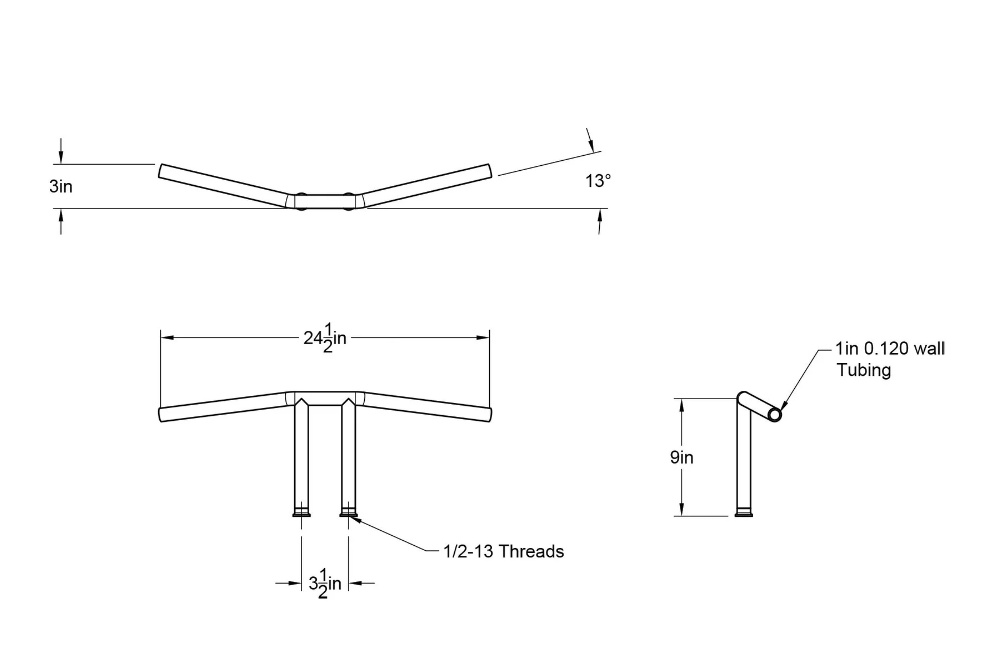 Prism T-Bar Handlebars - Stainless Steel