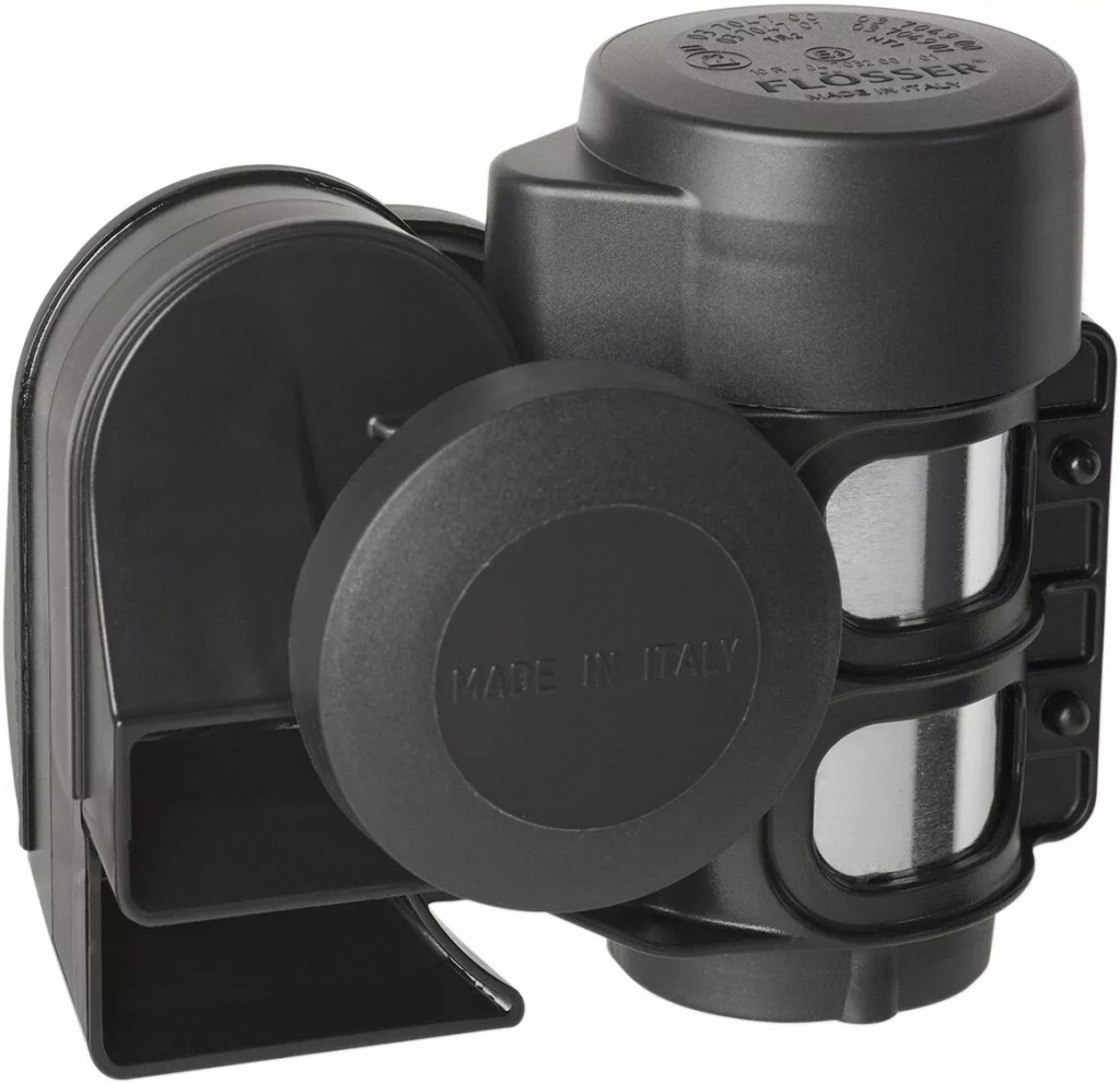 Flosser Air Horn Two-Tone Low520/High660 Hz 12V Black Air Horn 520+660